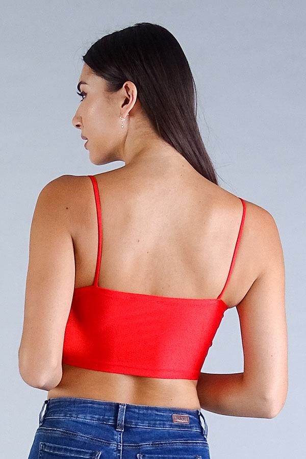 Sexy Spaghetti Strap Darted Under Bust Crop Top — Tangerine