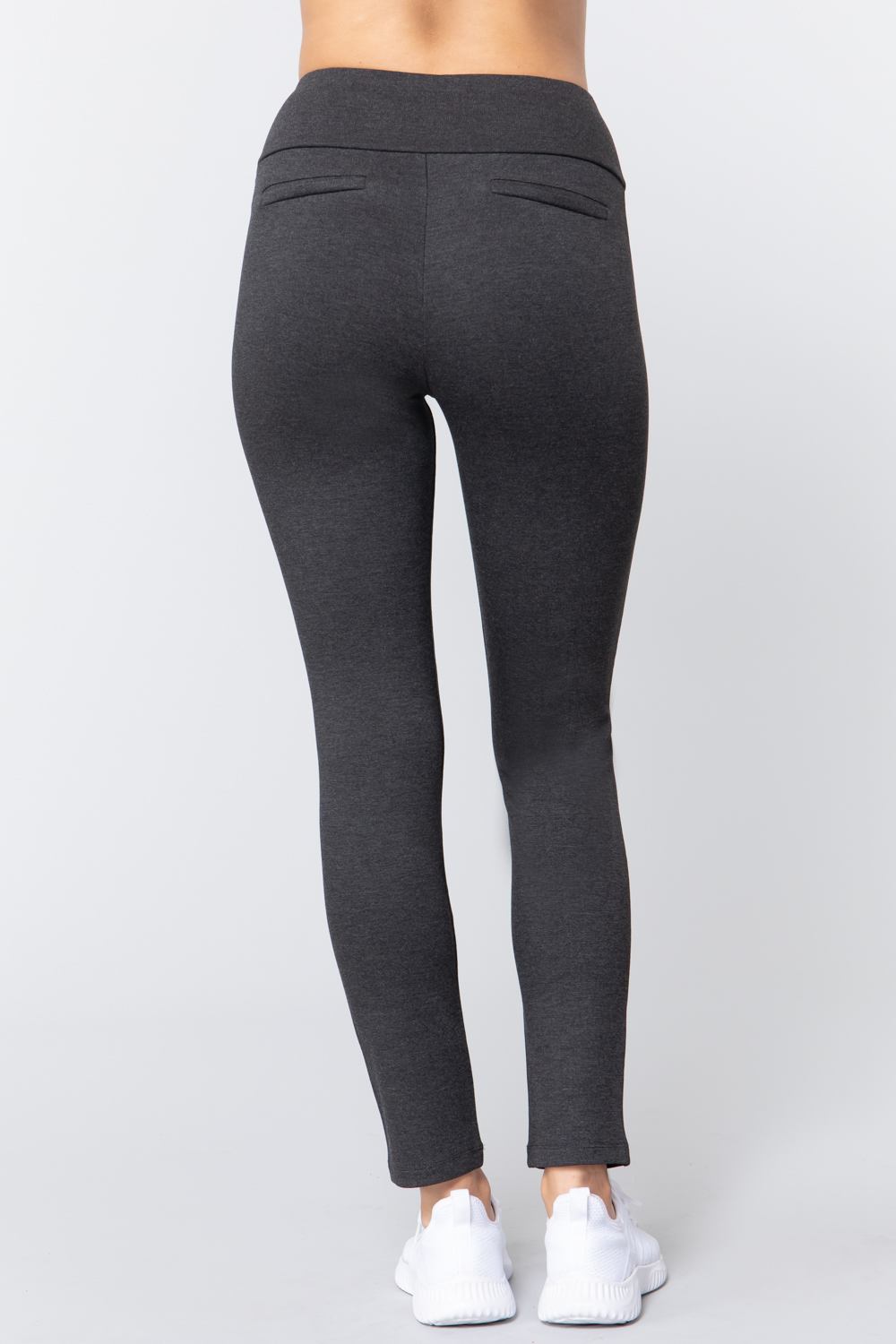 Waist Band Long Ponte Pants — Charcoal Grey