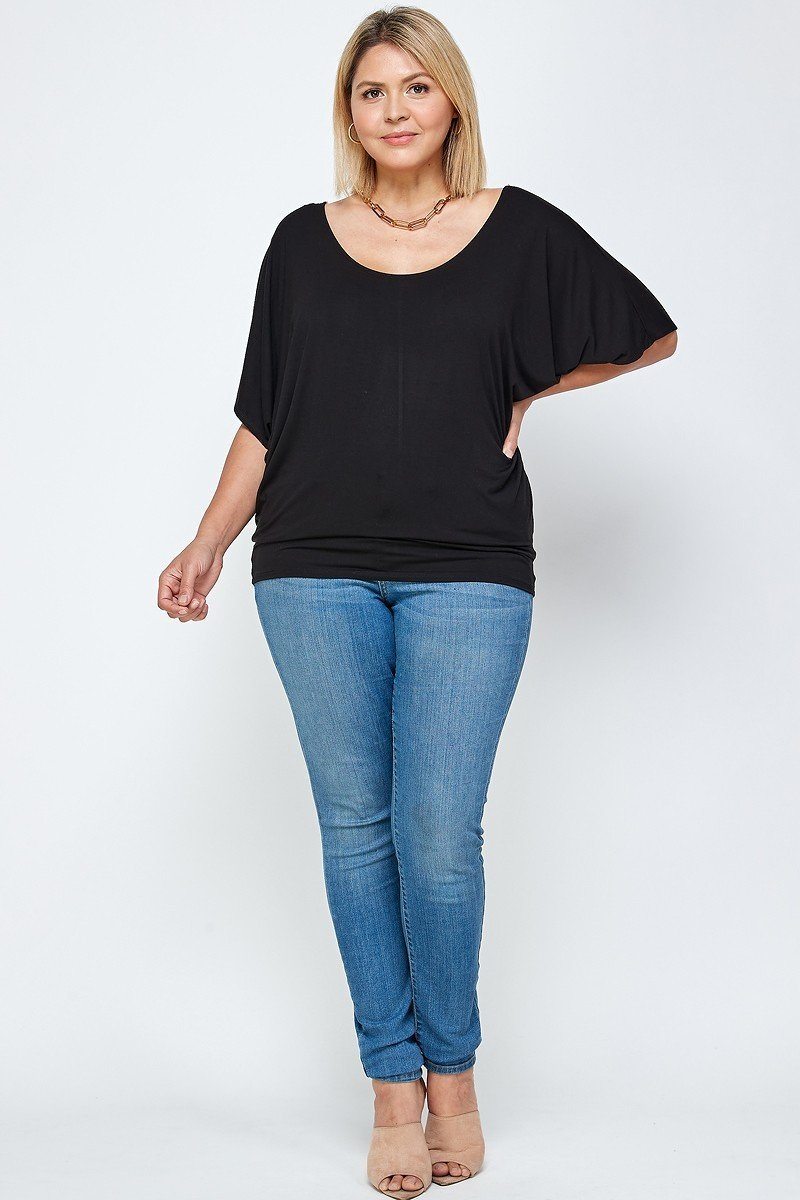 Solid Knit Top, With A Flowy Silhouette — Black