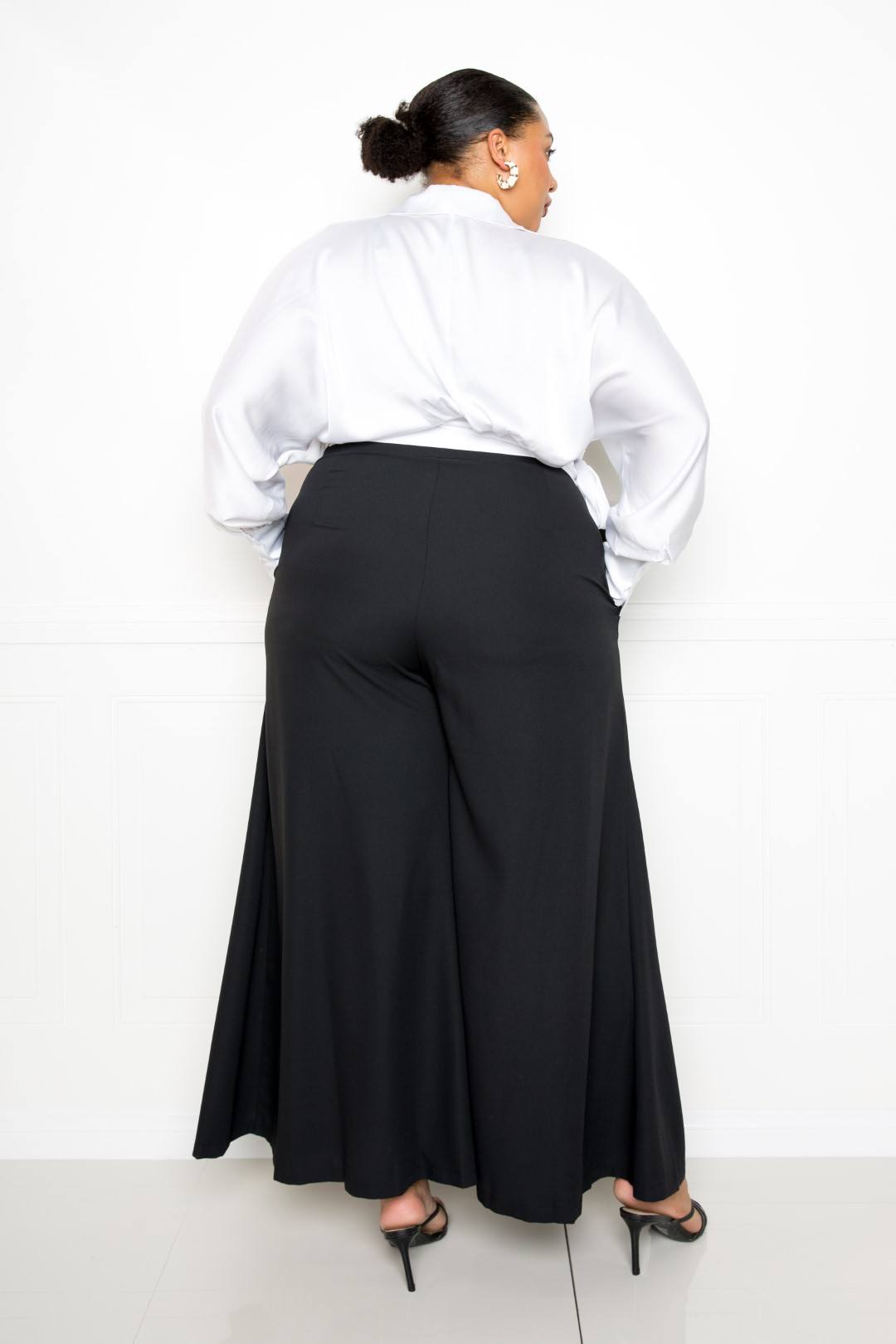 Satin Long Sleeve Tie Waist Wrap Top — White