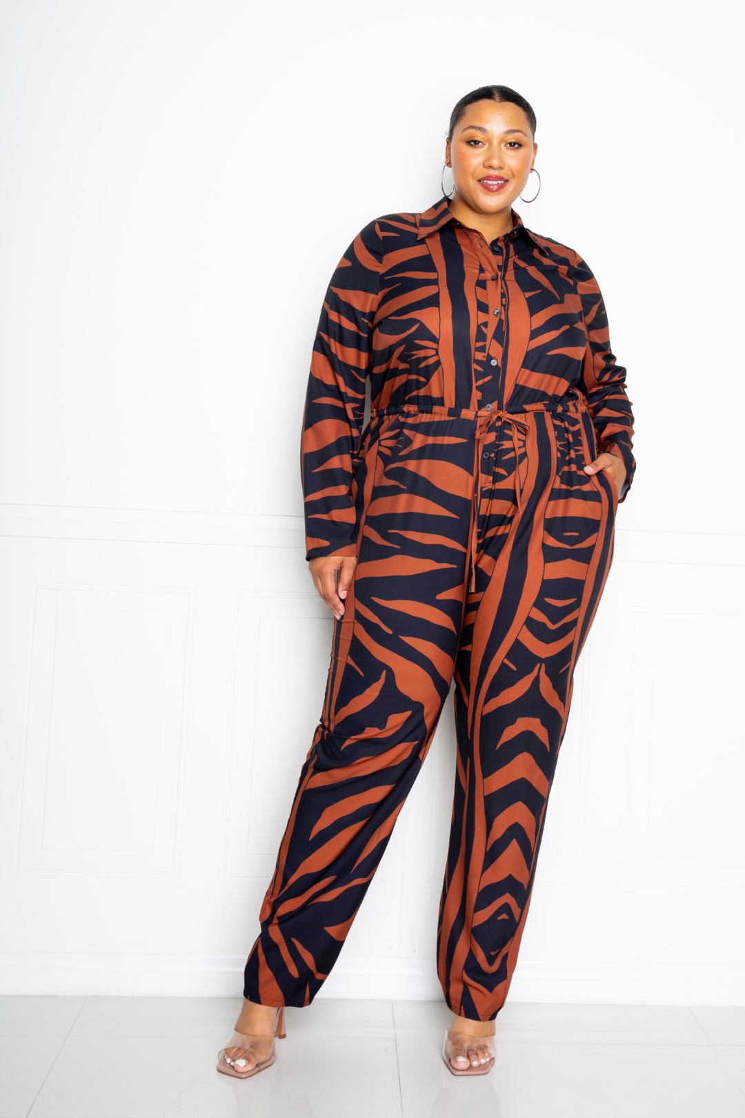 Button Up Long Sleeve Jumpsuit — Style 1