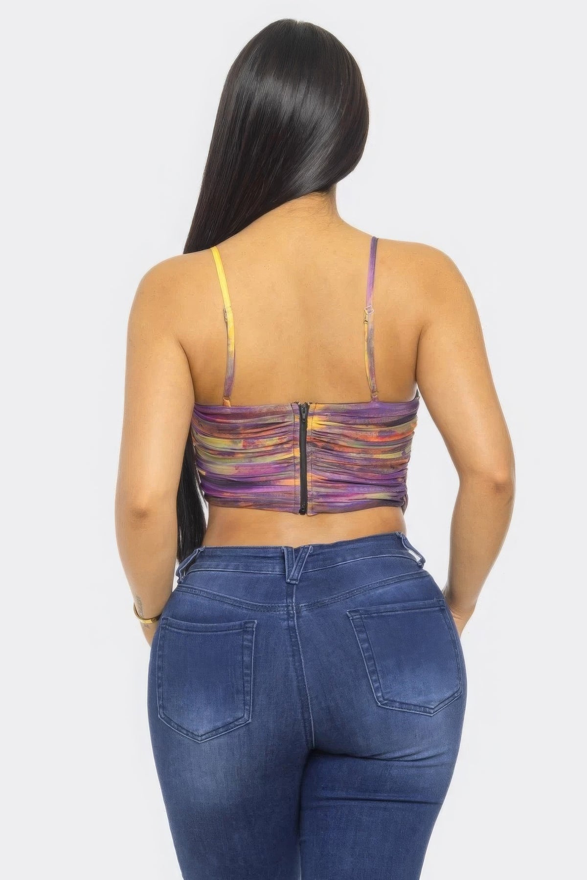 Mesh Print Top — Orange Multi