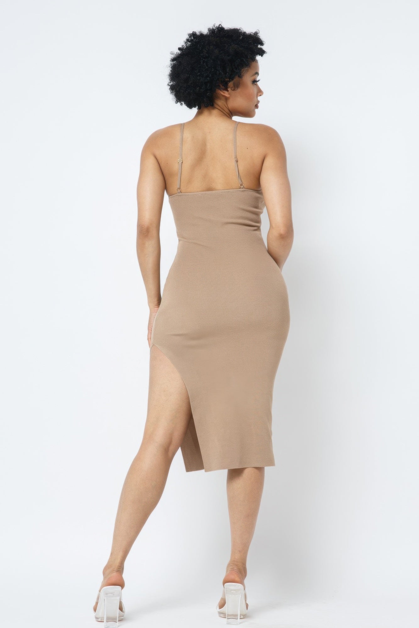 Side Slit Cami Dress — Milk Coffee