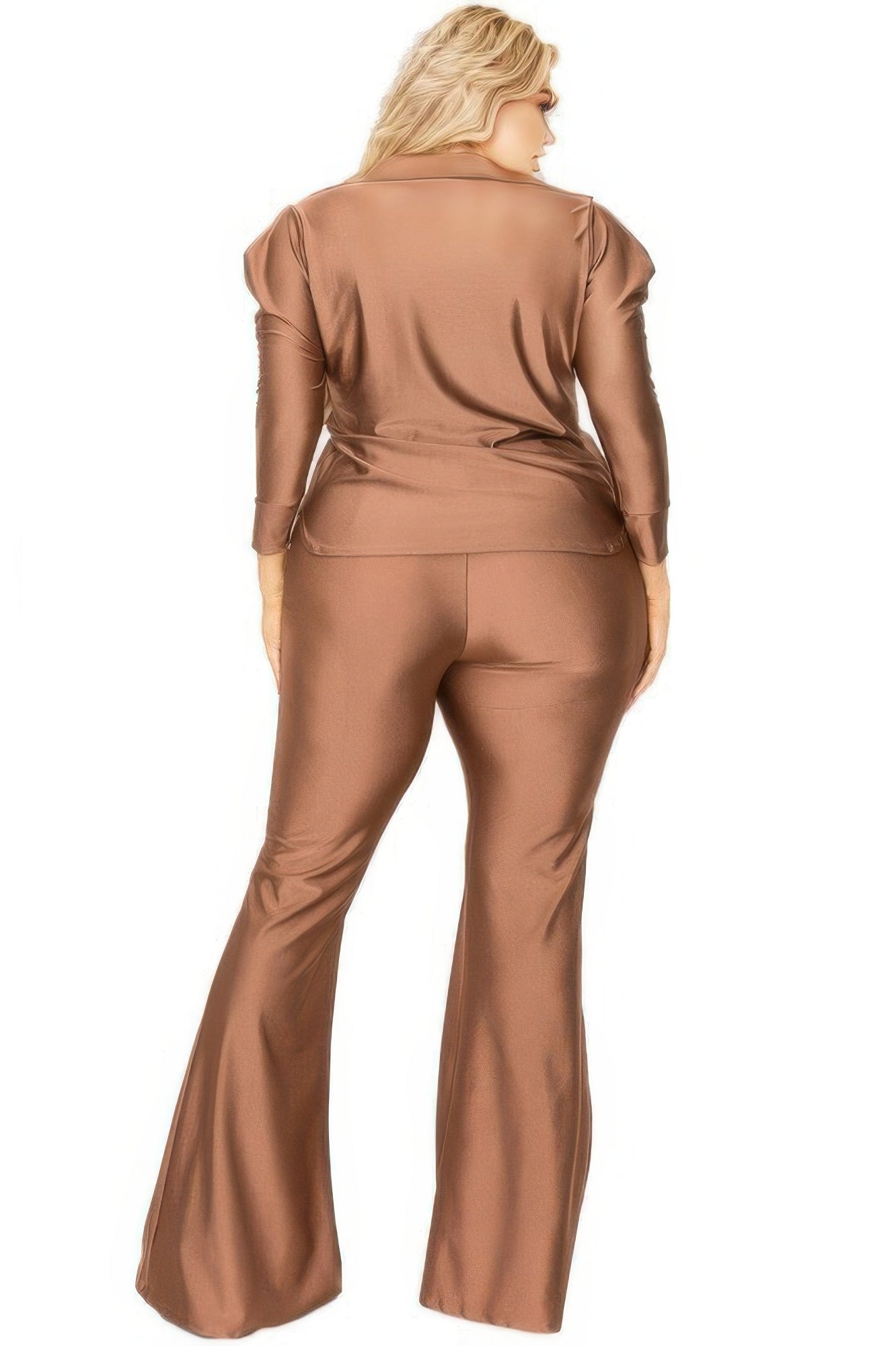 Plus Satin 3/4 Sleeve Wide Leg 2 Piece Set — Arcon