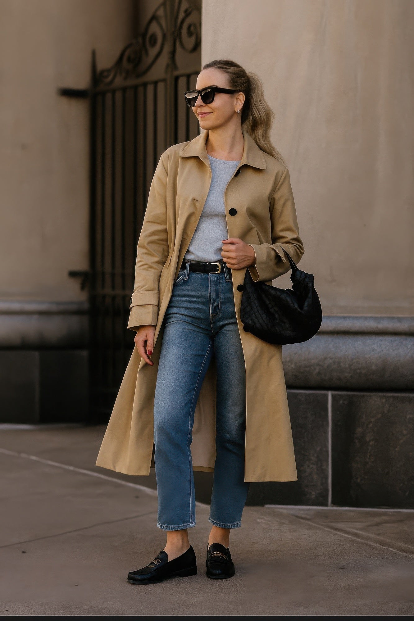 Solid Long Sleeve Trench Coat Woman Lined — Style 2