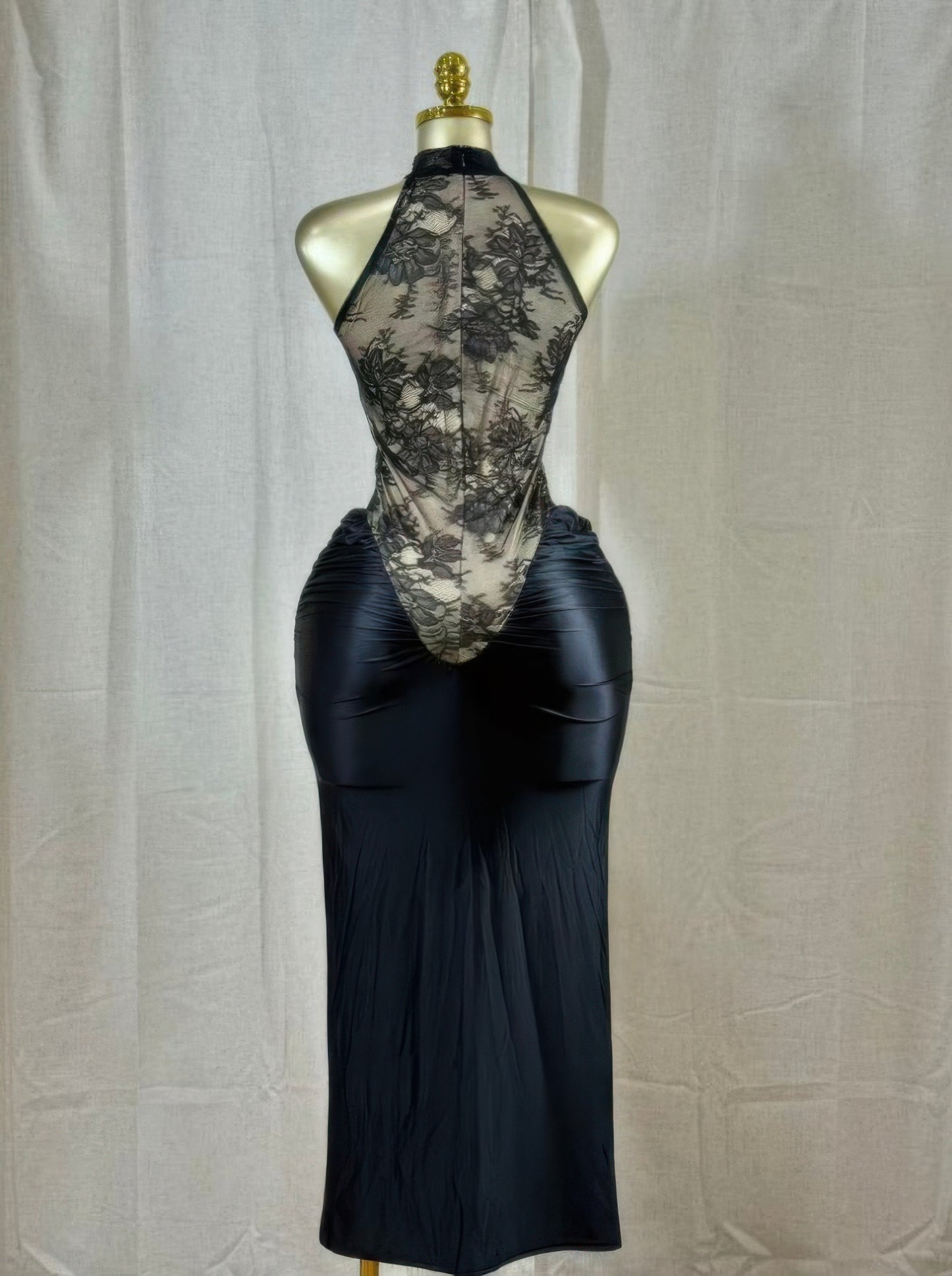 Crimson Lace Hourglass Dress — Black
