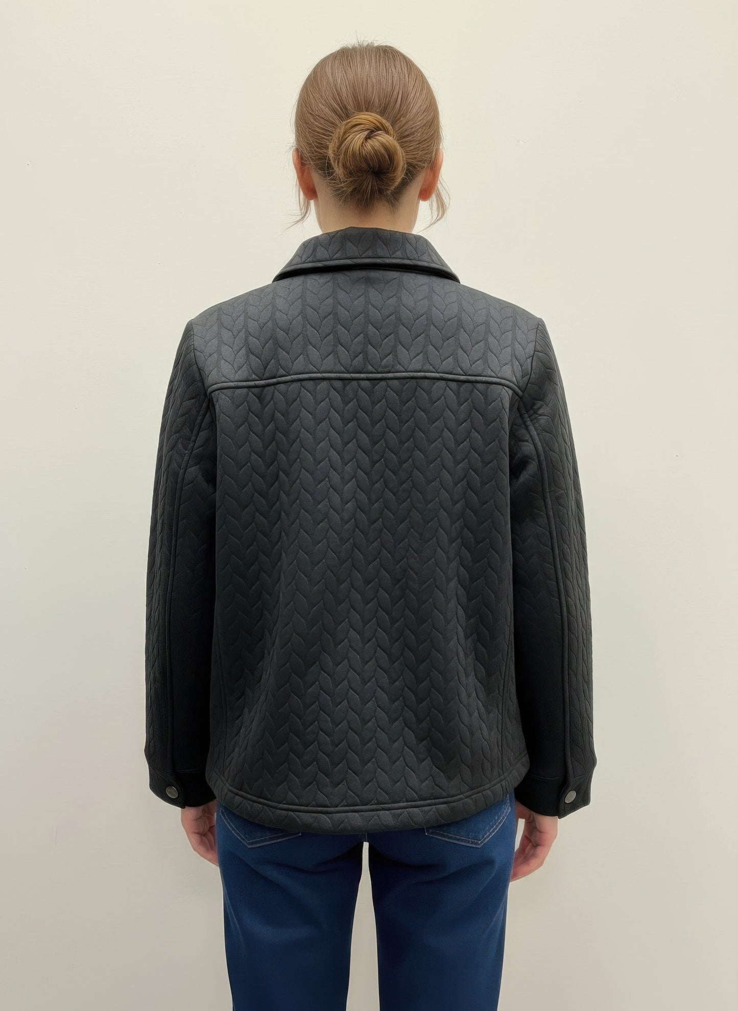 Onque Casual Textured Jacket — Black