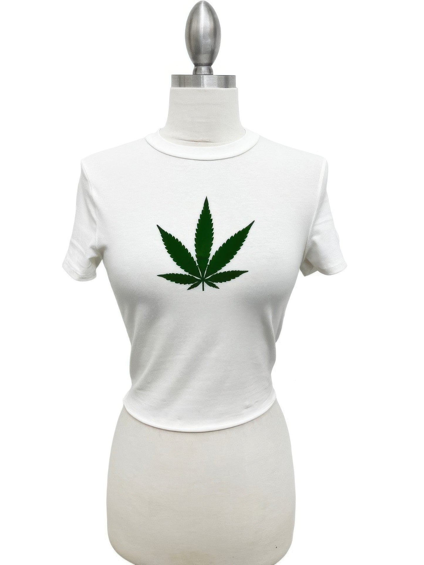 Cannabis Leaf Graphic Crop Tee — Ivory
