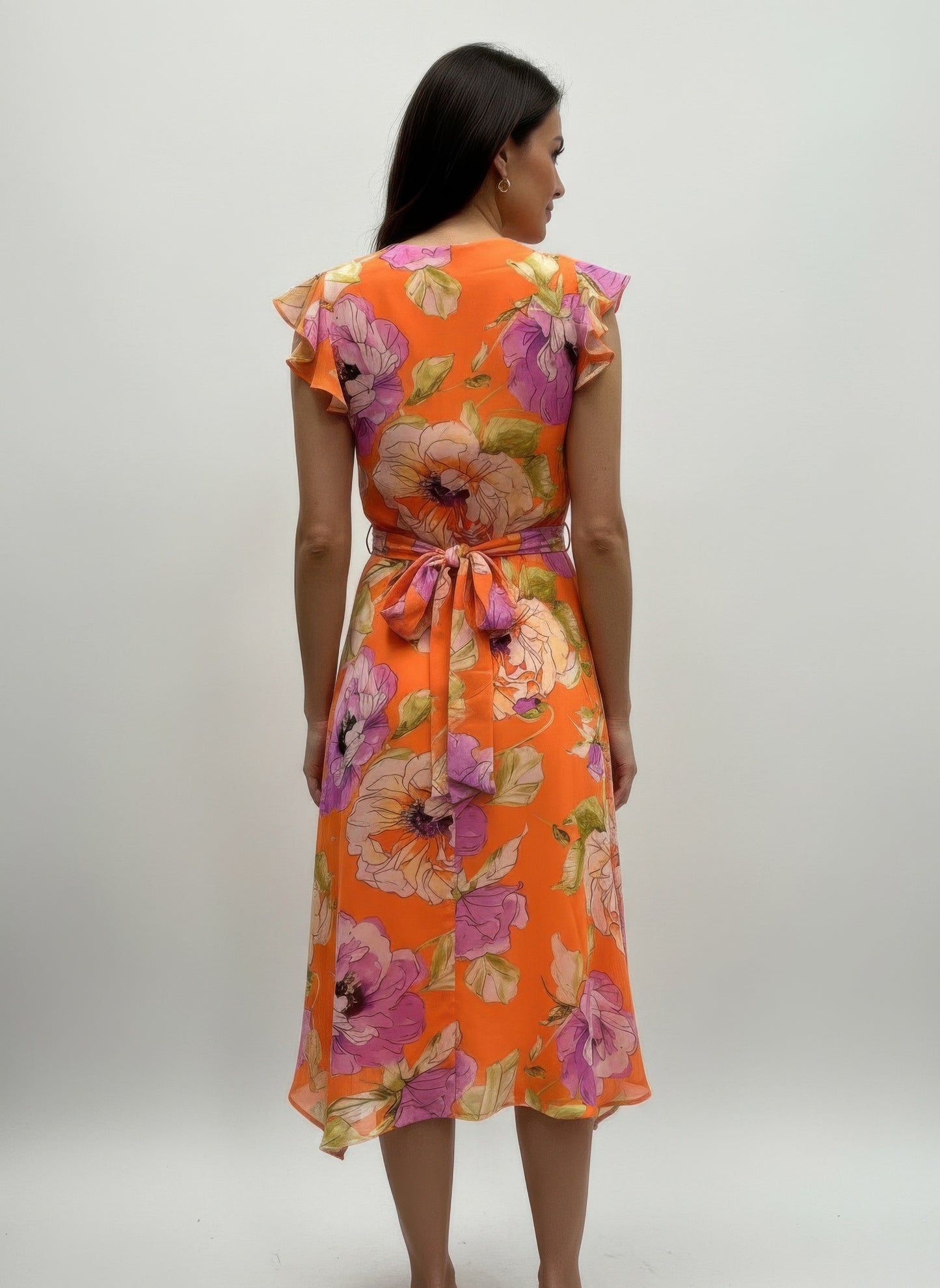 Shelby & Palmer Floral Ruffled Sleeve — Orange