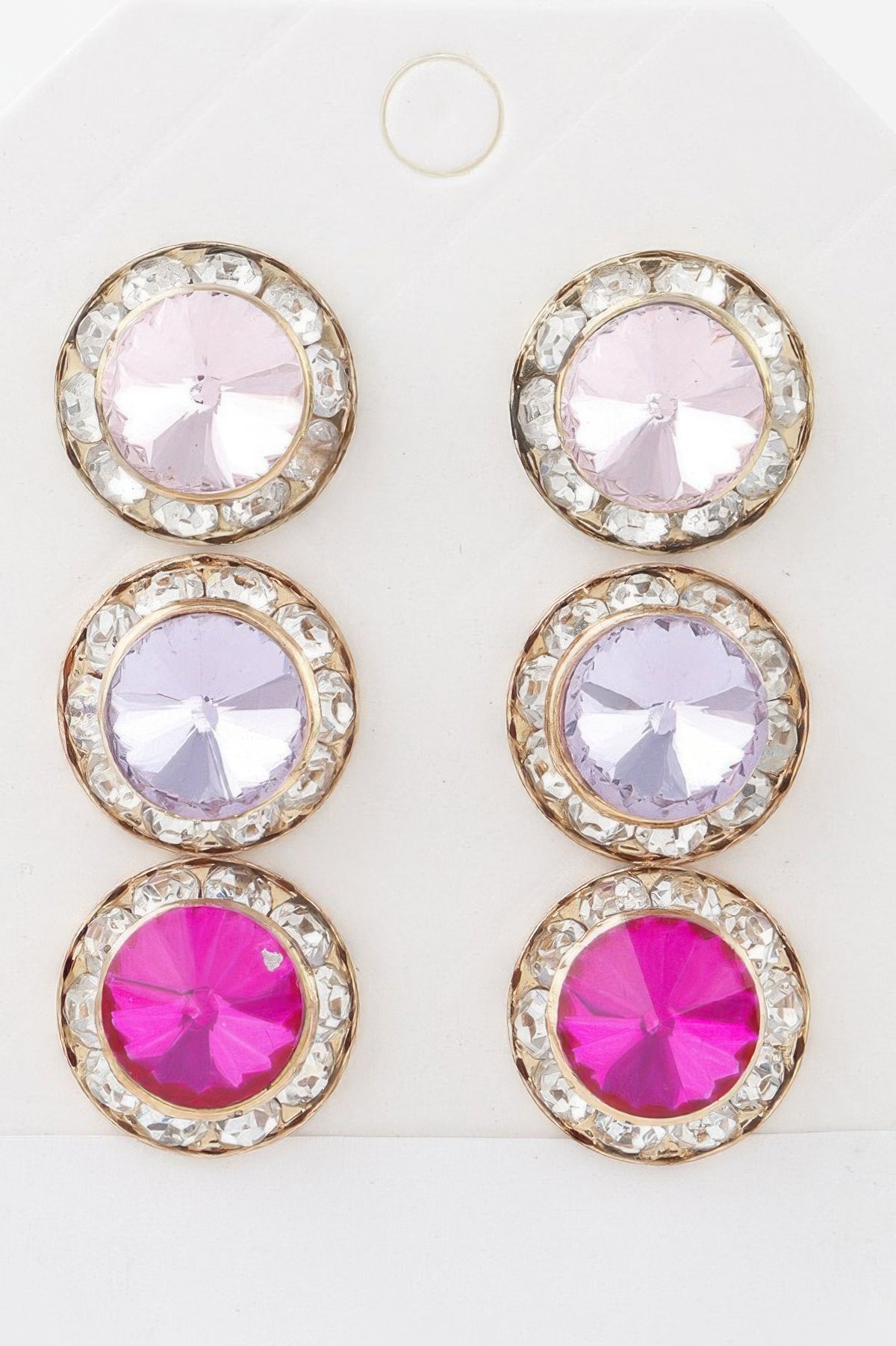 Triple Jeweled Stud Earrings Set