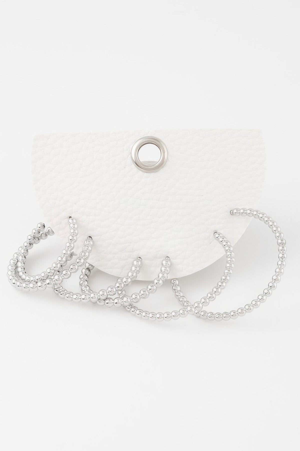 Pearl Bead Open Hoop Earrings Set