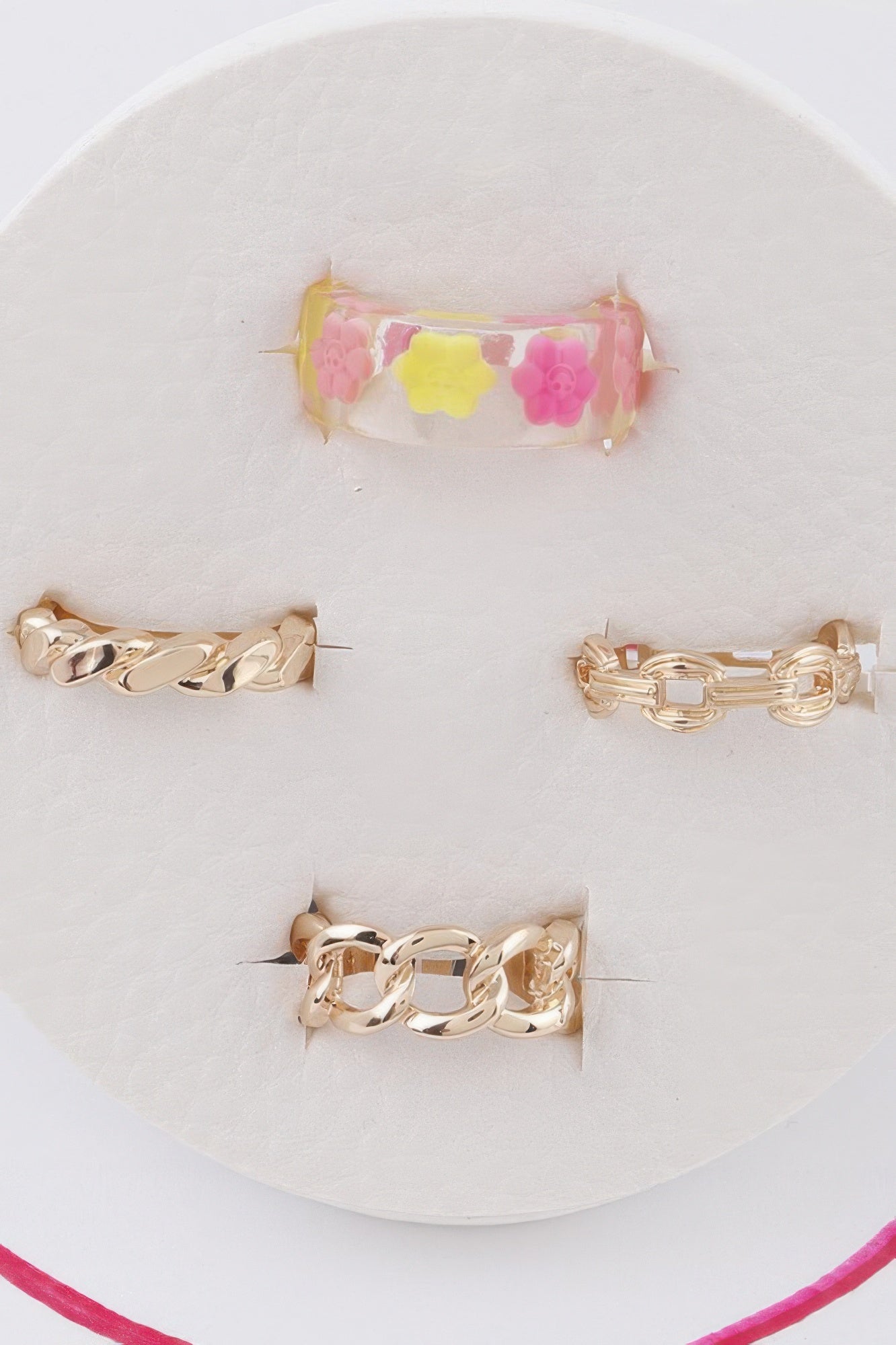 Flower N Chain Rings Set