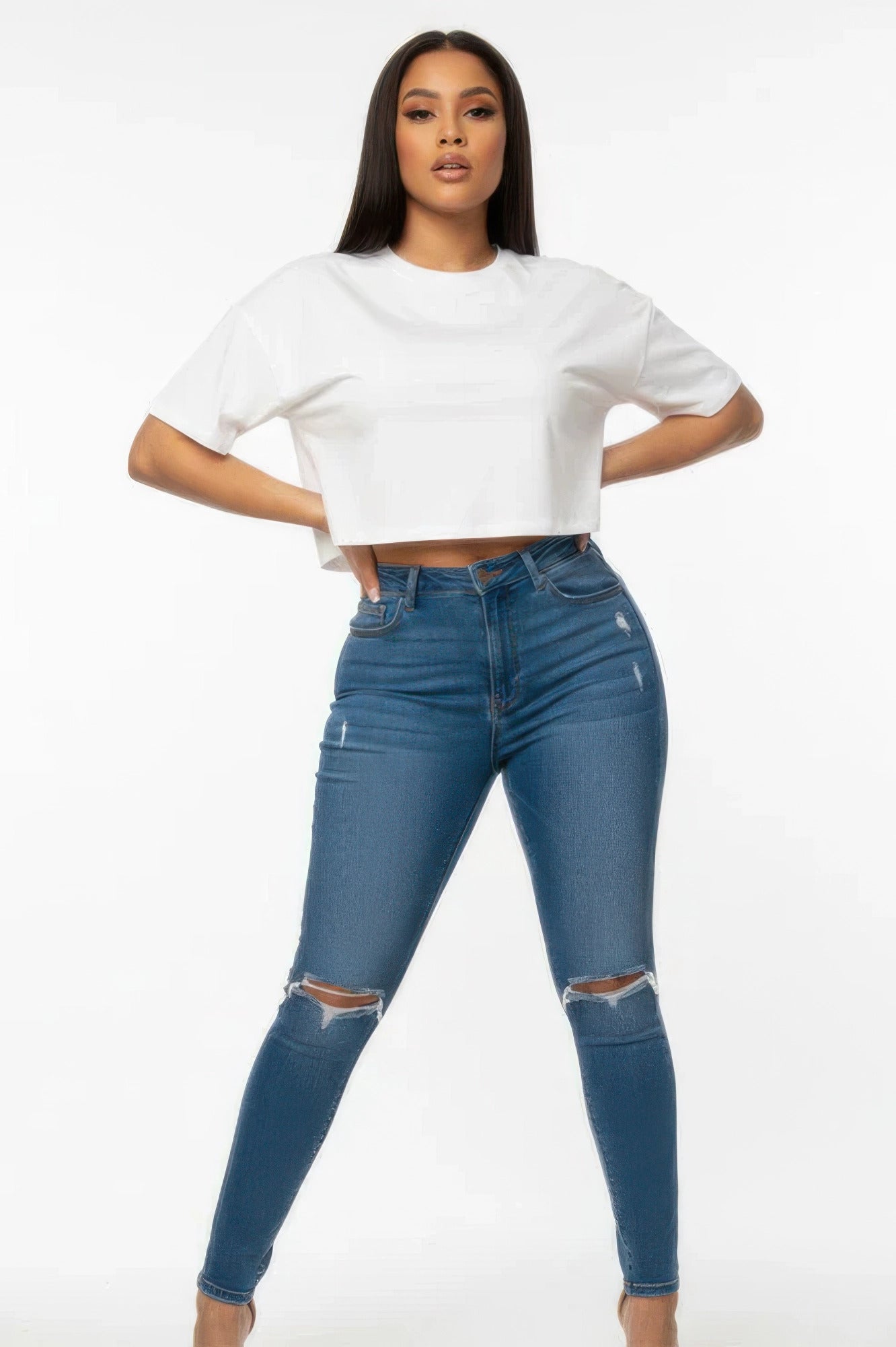 Women's Premium Short Sleeve Round Neck Basic Crop Top