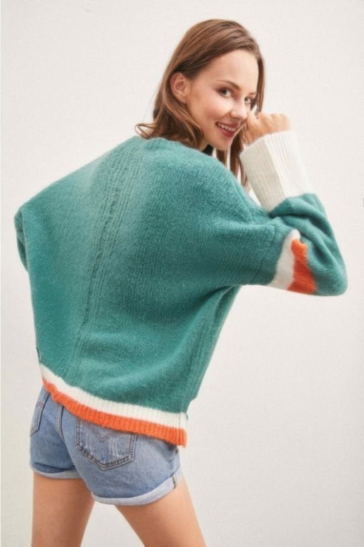 Color Block Sweater With Cut Out — Style 1