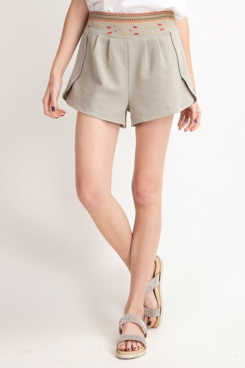 High Rise Waist Shorts — Faded Sage
