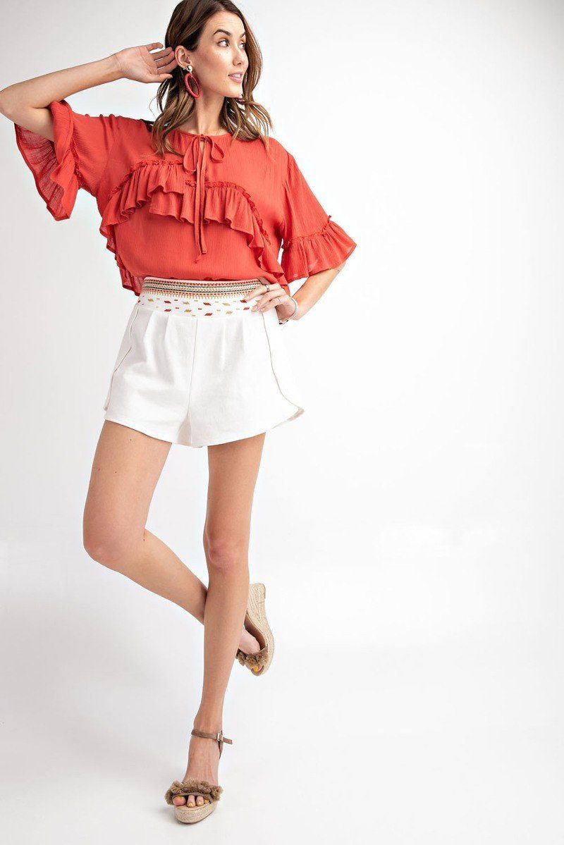 High Rise Waist Shorts — Ivory