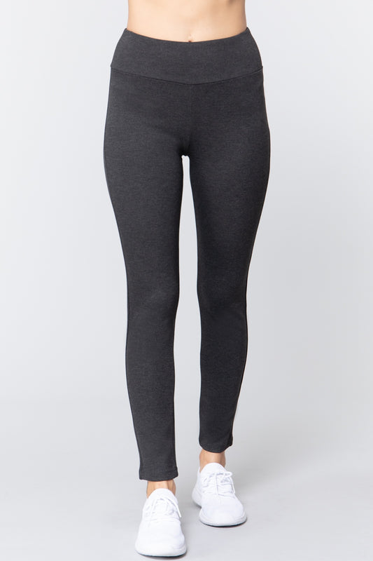 Waist Band Long Ponte Pants — Charcoal Grey