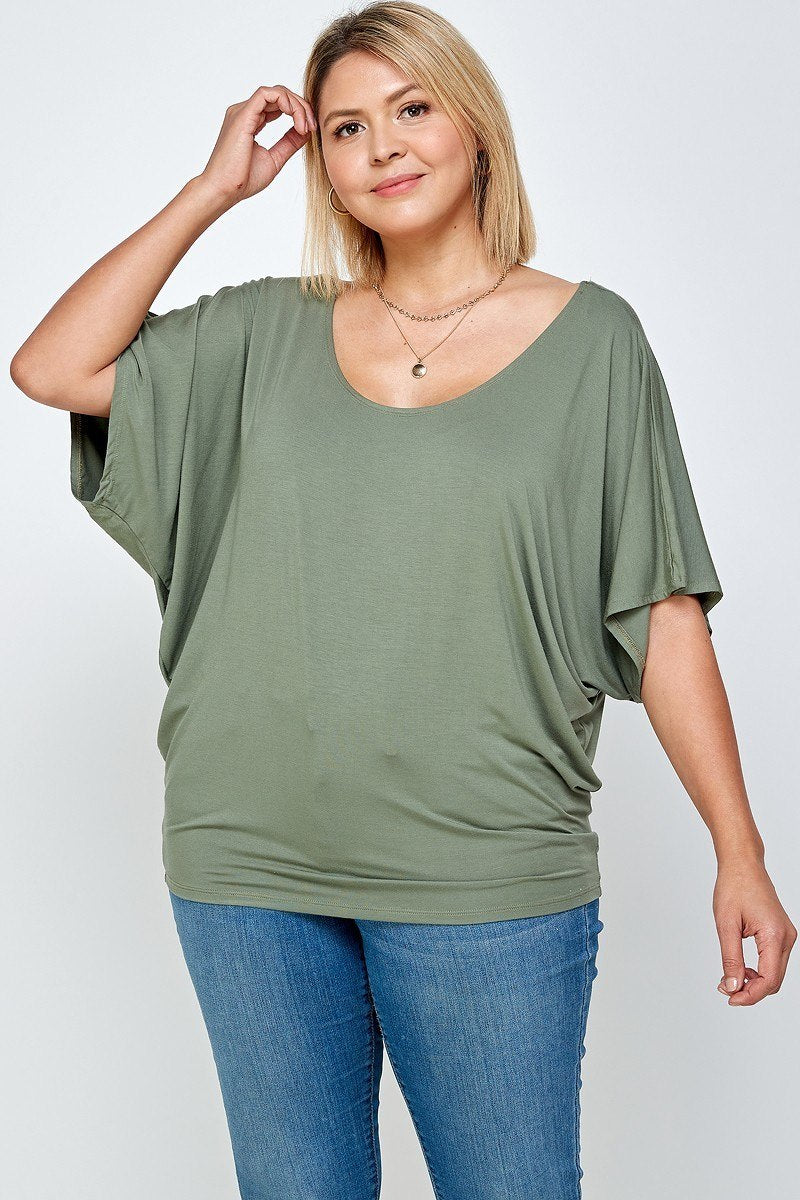 Solid Knit Top, With A Flowy Silhouette — Olive