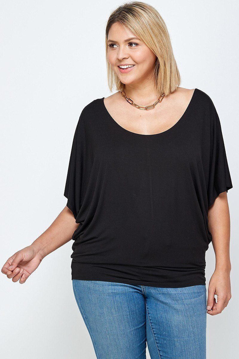 Solid Knit Top, With A Flowy Silhouette — Black