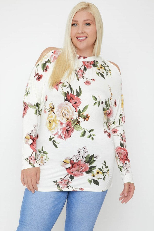 Flattering Cutout Details Floral Print Top — Style 1