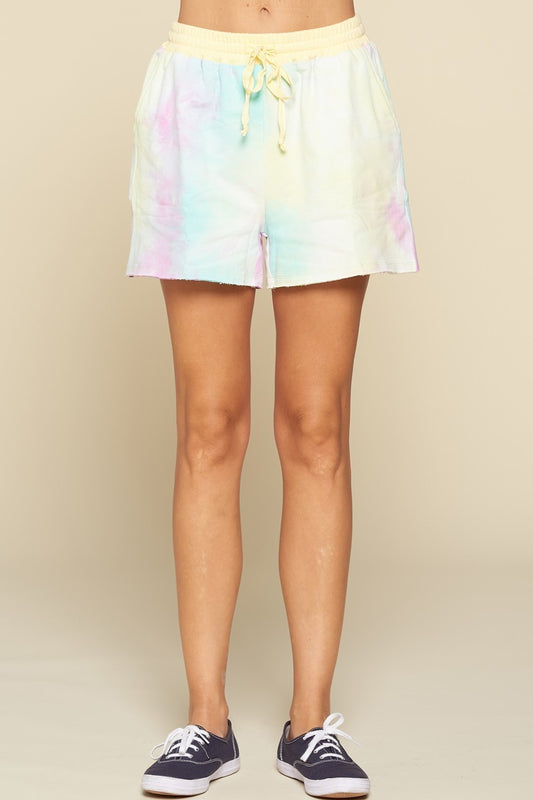 Tie-dye Printed Jersey Shorts — Lemon Purple