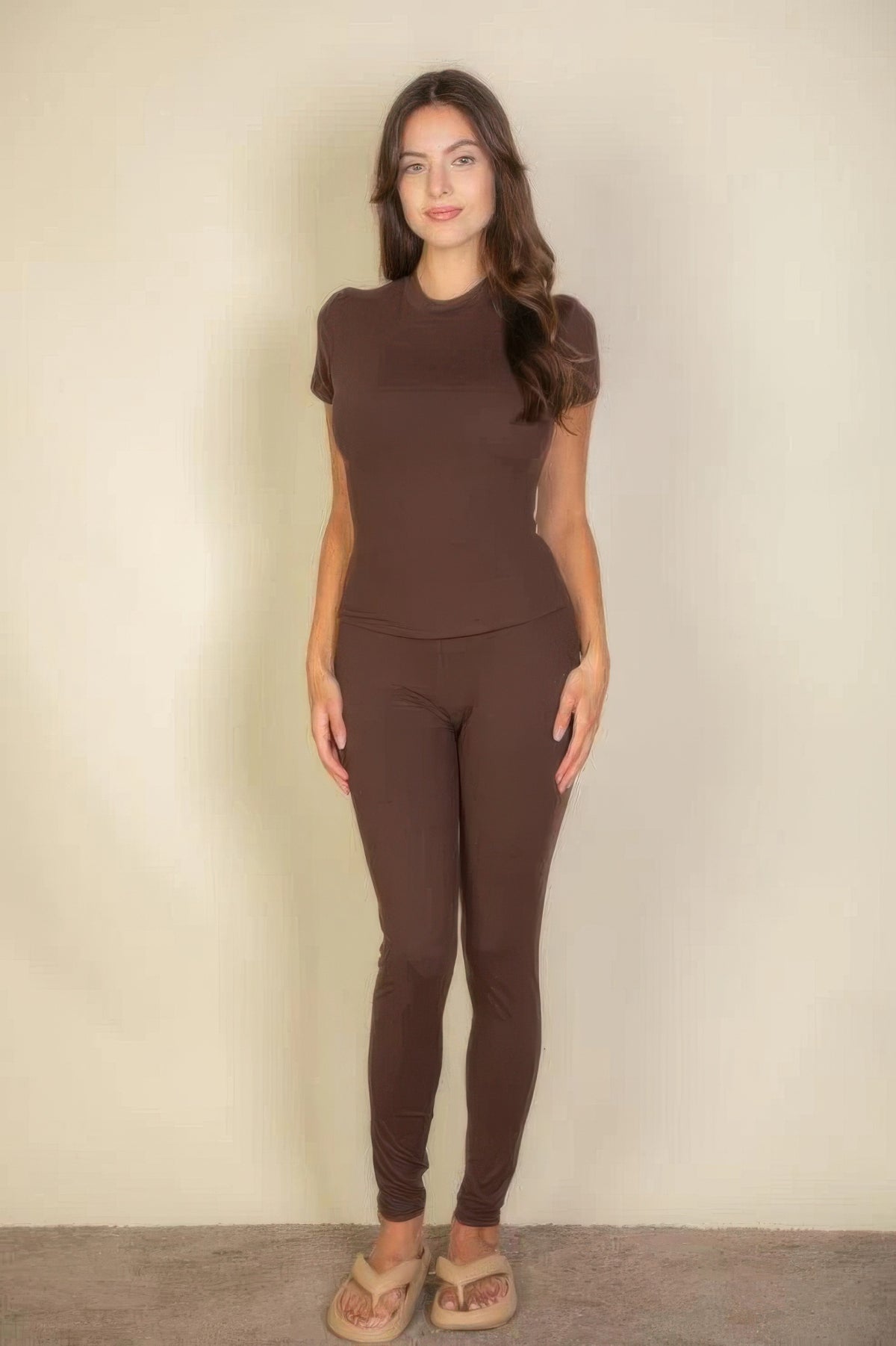 Basic Solid Leggings — Coffee