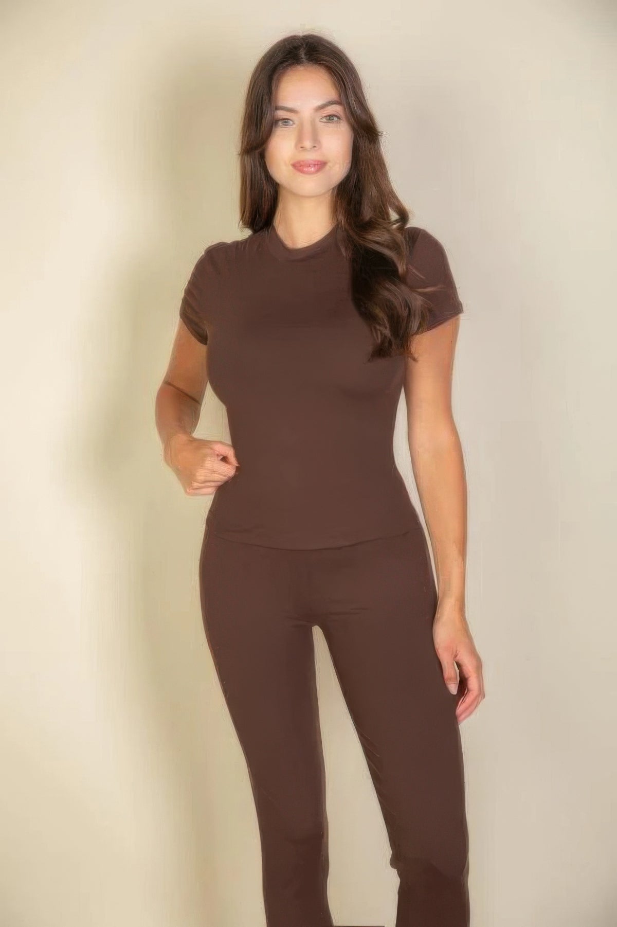 Basic Solid Leggings — Coffee