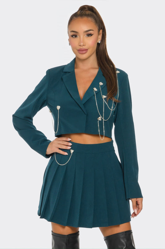 Pleated Skirt Set — Hunter