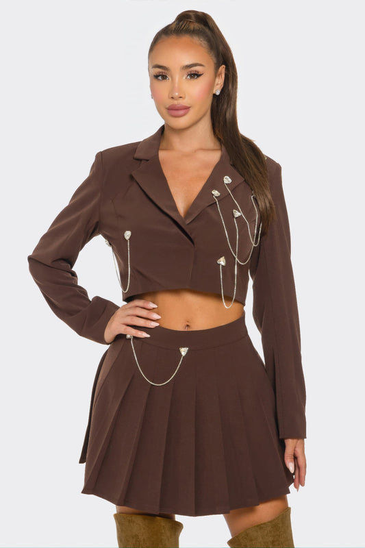 Pleated Skirt Set — Chocolate