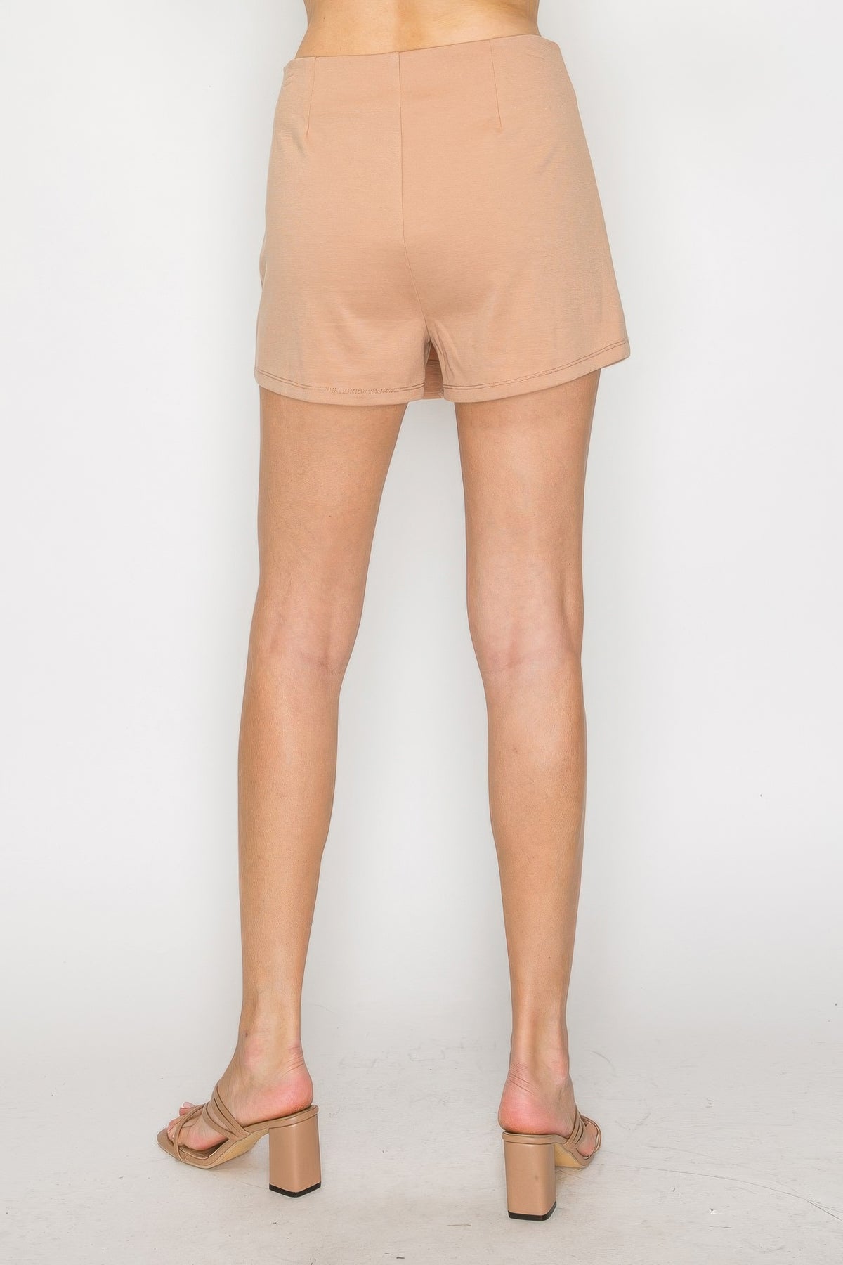Wrap High-rise Elastic Mini Skort — New Taupe