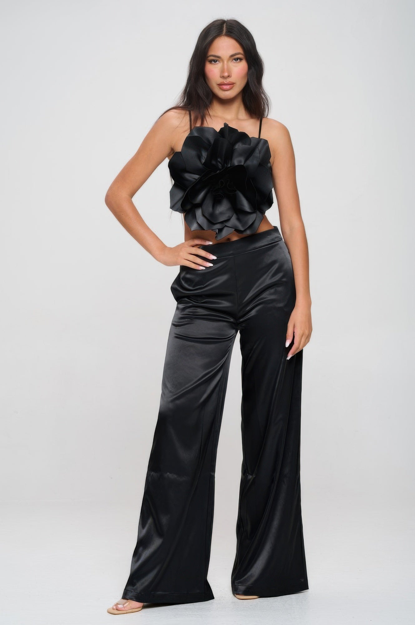 Crop Top & Pant Set — Black
