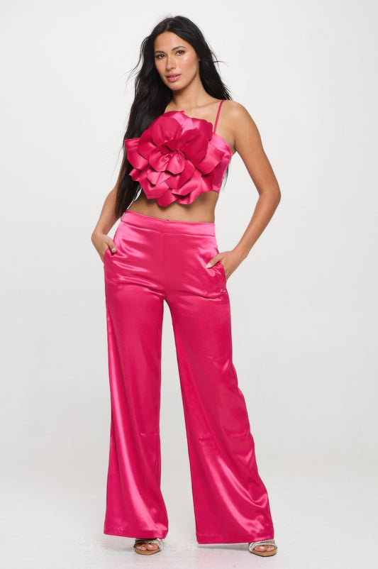 Crop Top & Pant Set — Magenta