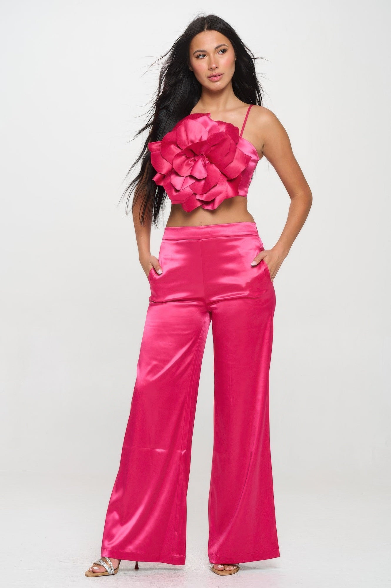 Crop Top & Pant Set — Magenta