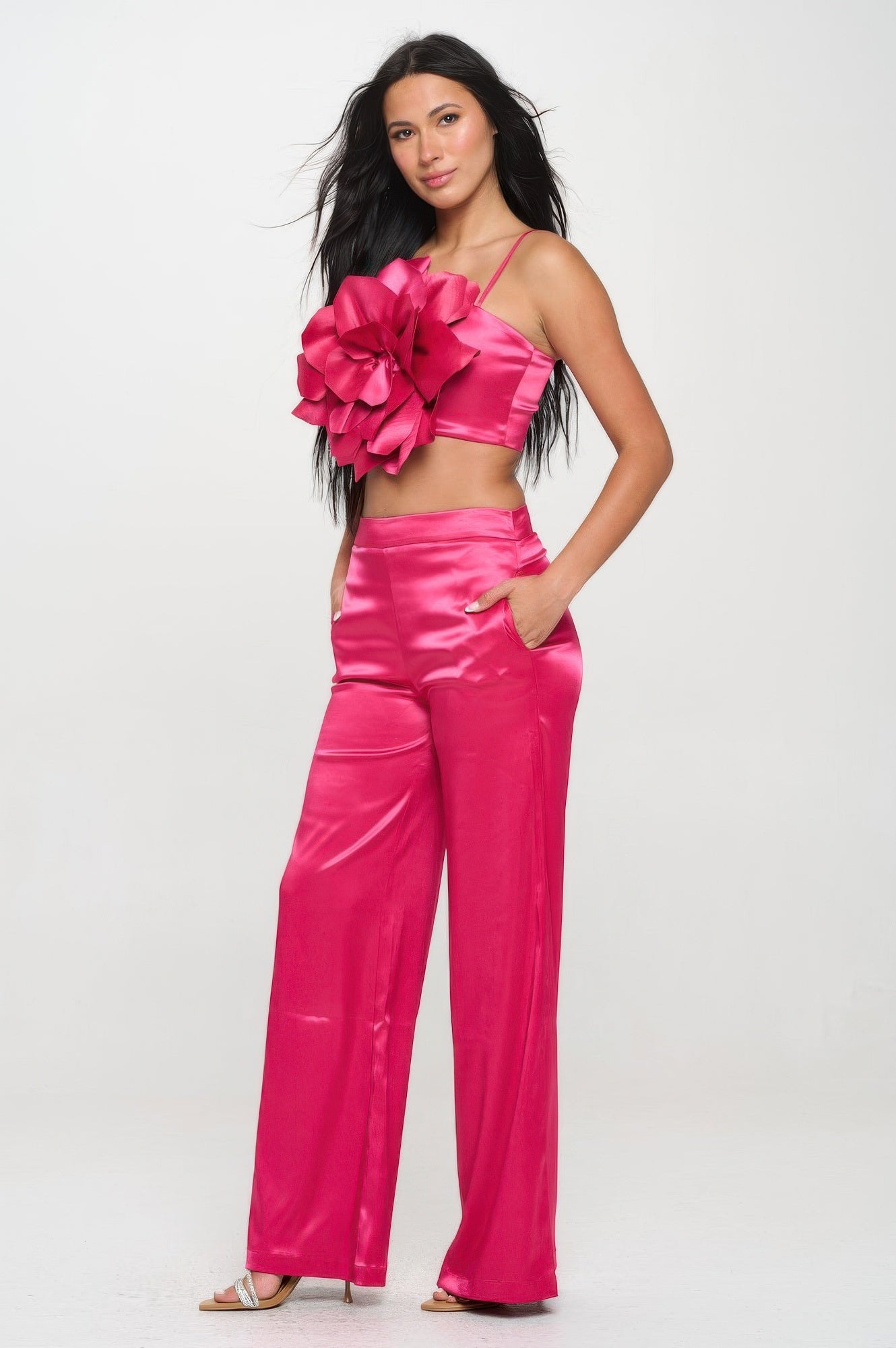 Crop Top & Pant Set — Magenta
