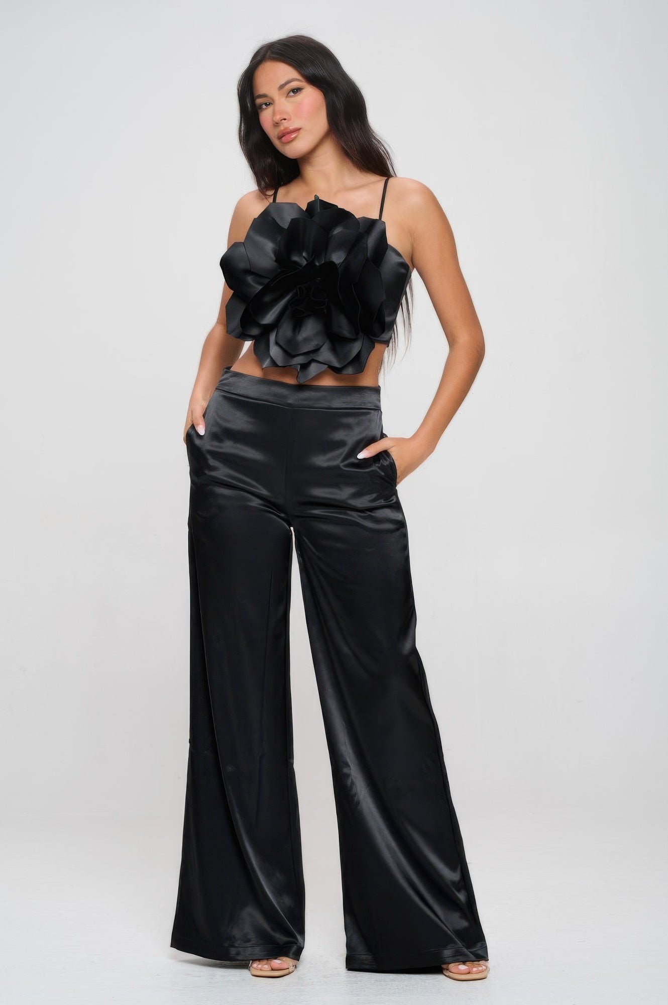 Crop Top & Pant Set — Black