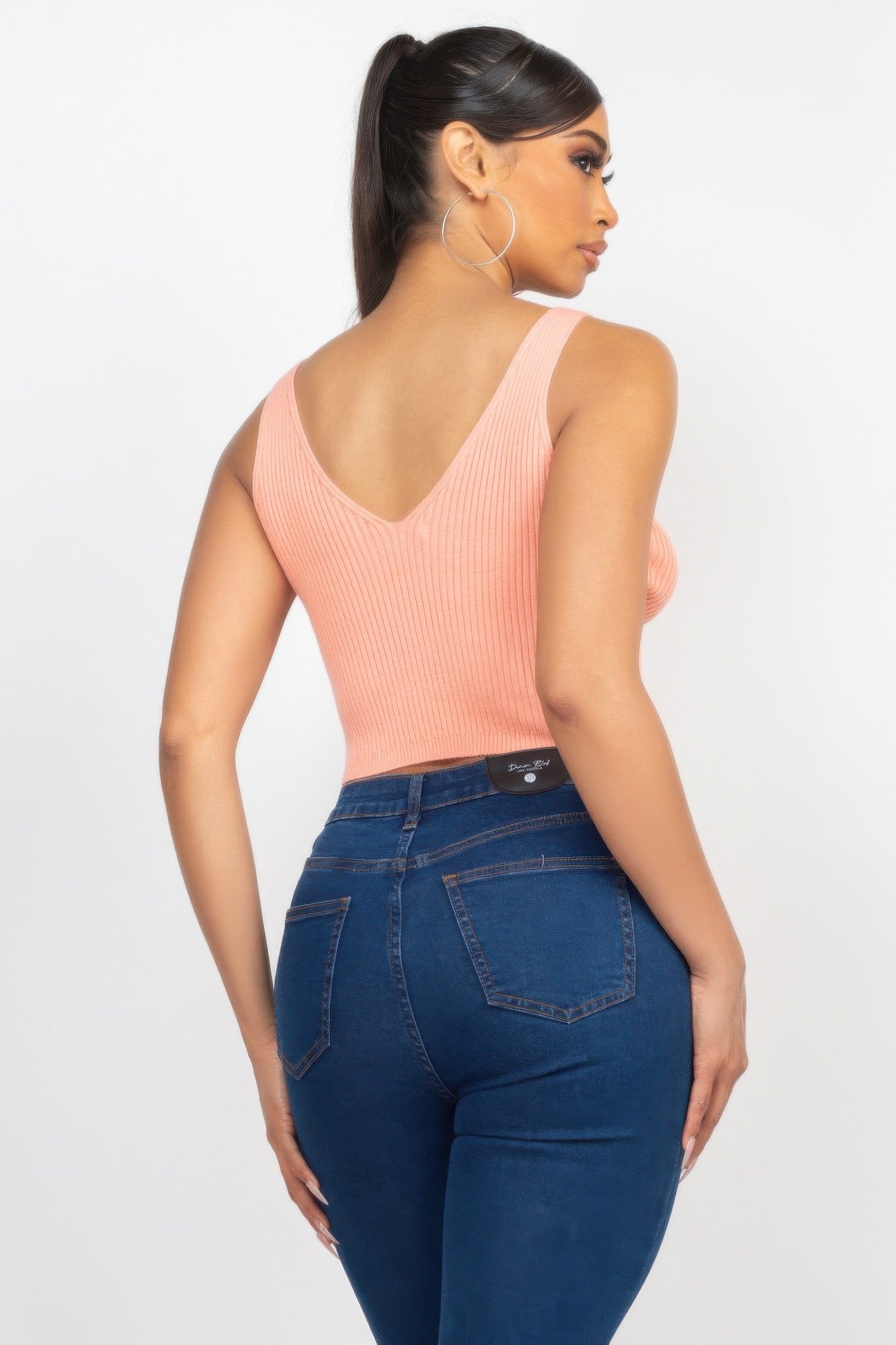Crop Tank Top & Cardigan Sweater Set — Peach