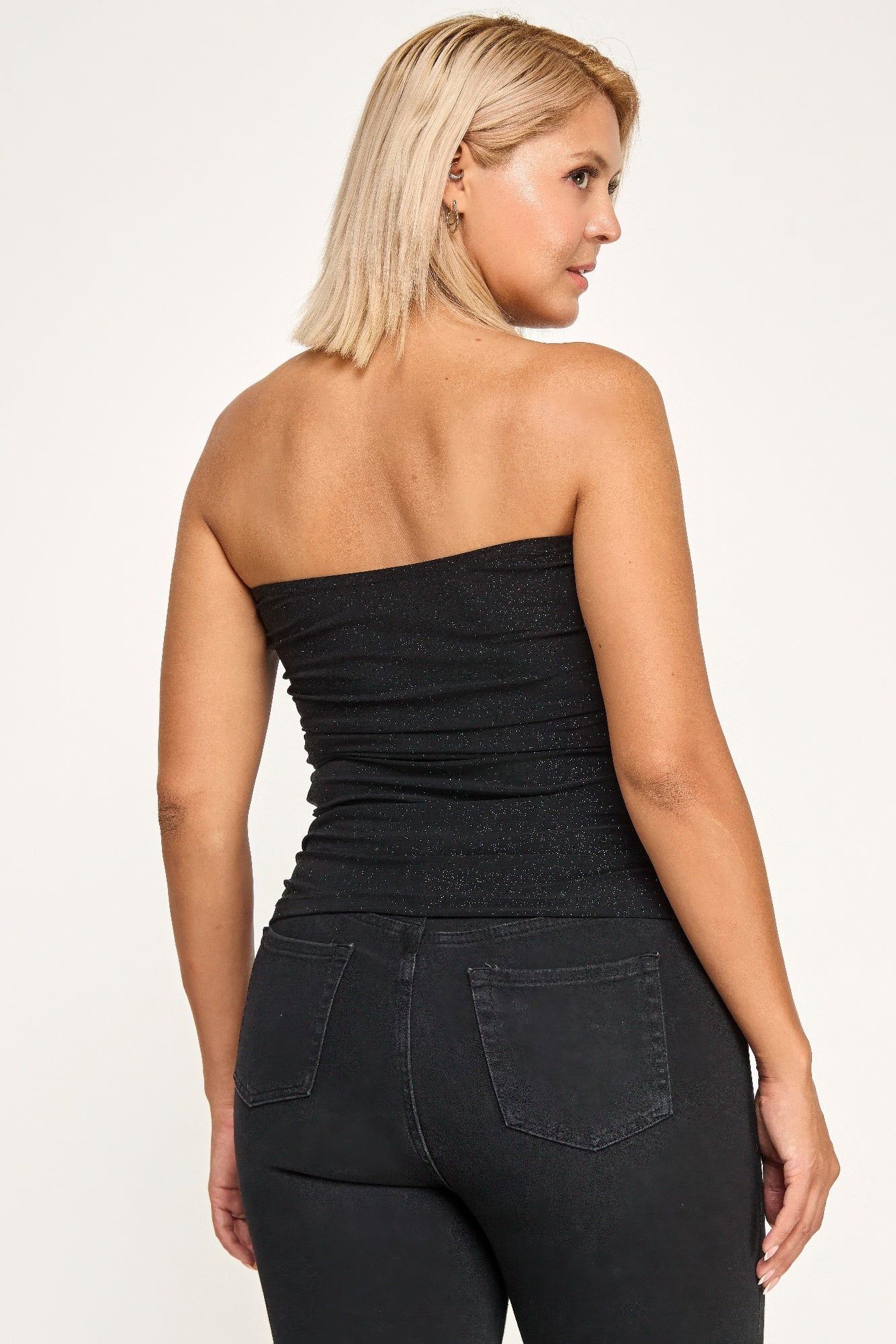 Plus Size Strapless Glitter Bandeau Top