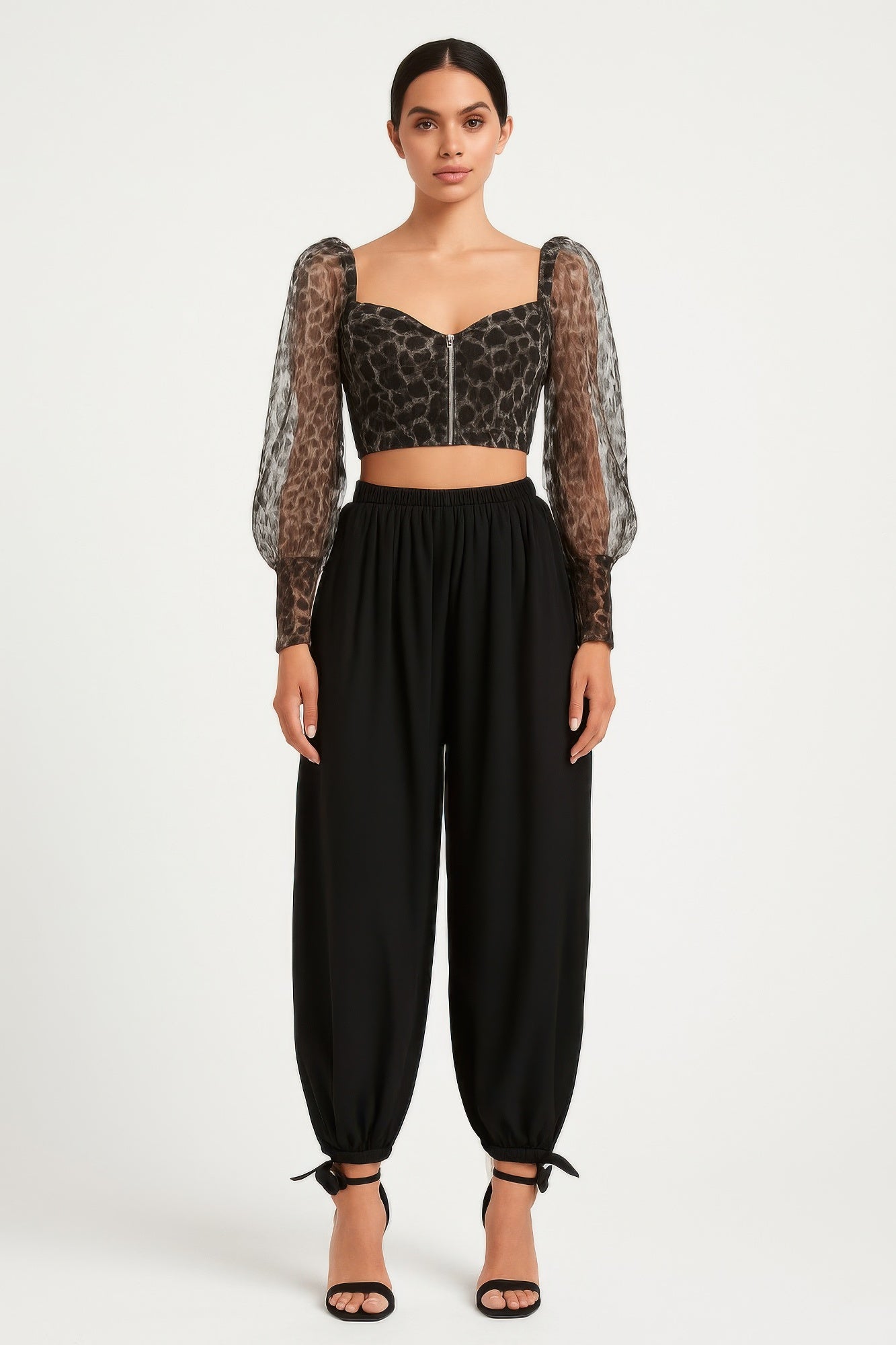Sheer Leopard Print Crop Top