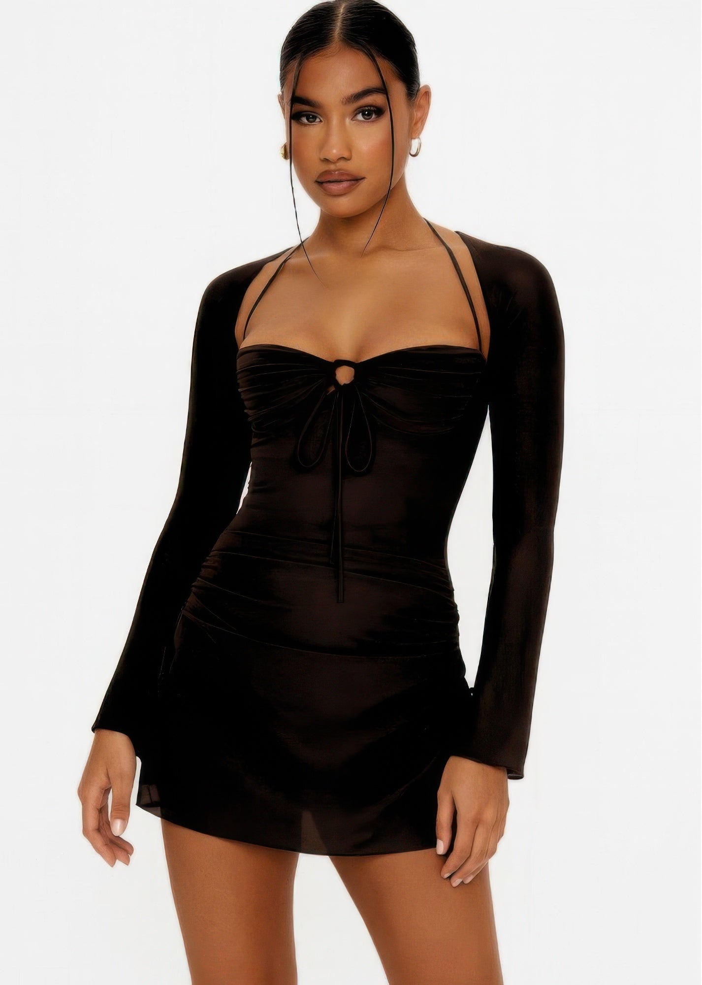 Peek Hole Mini Dress — Black