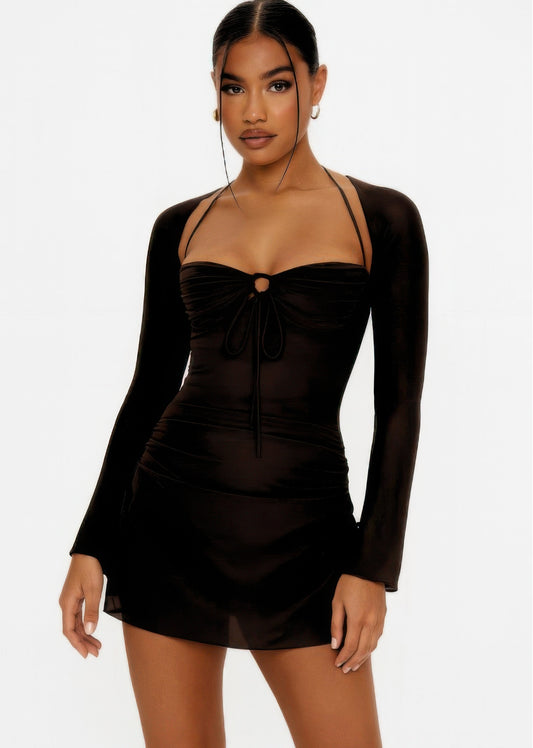 Peek Hole Mini Dress — Black