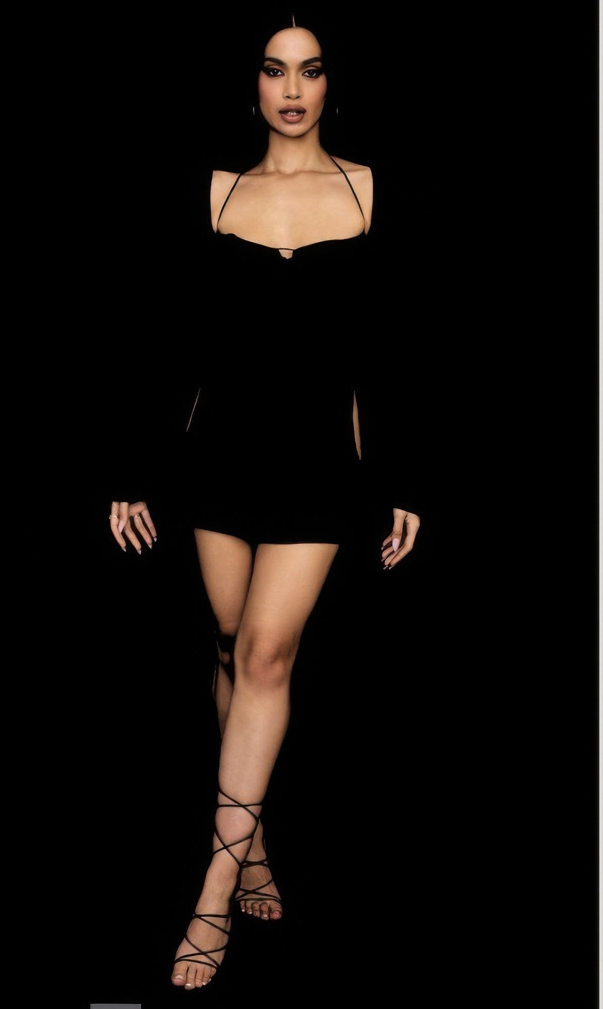 Peek Hole Mini Dress — Black