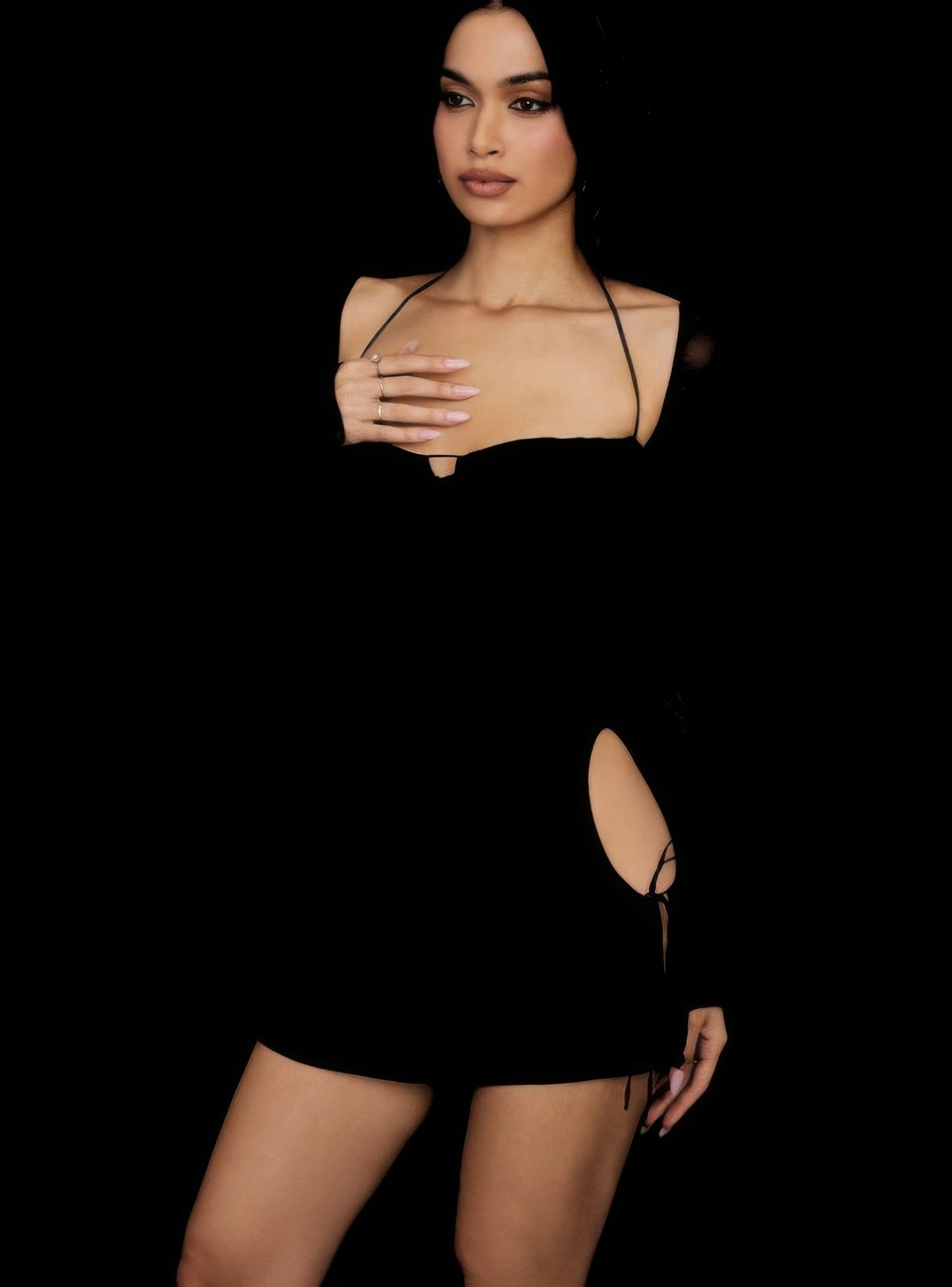 Peek Hole Mini Dress — Black