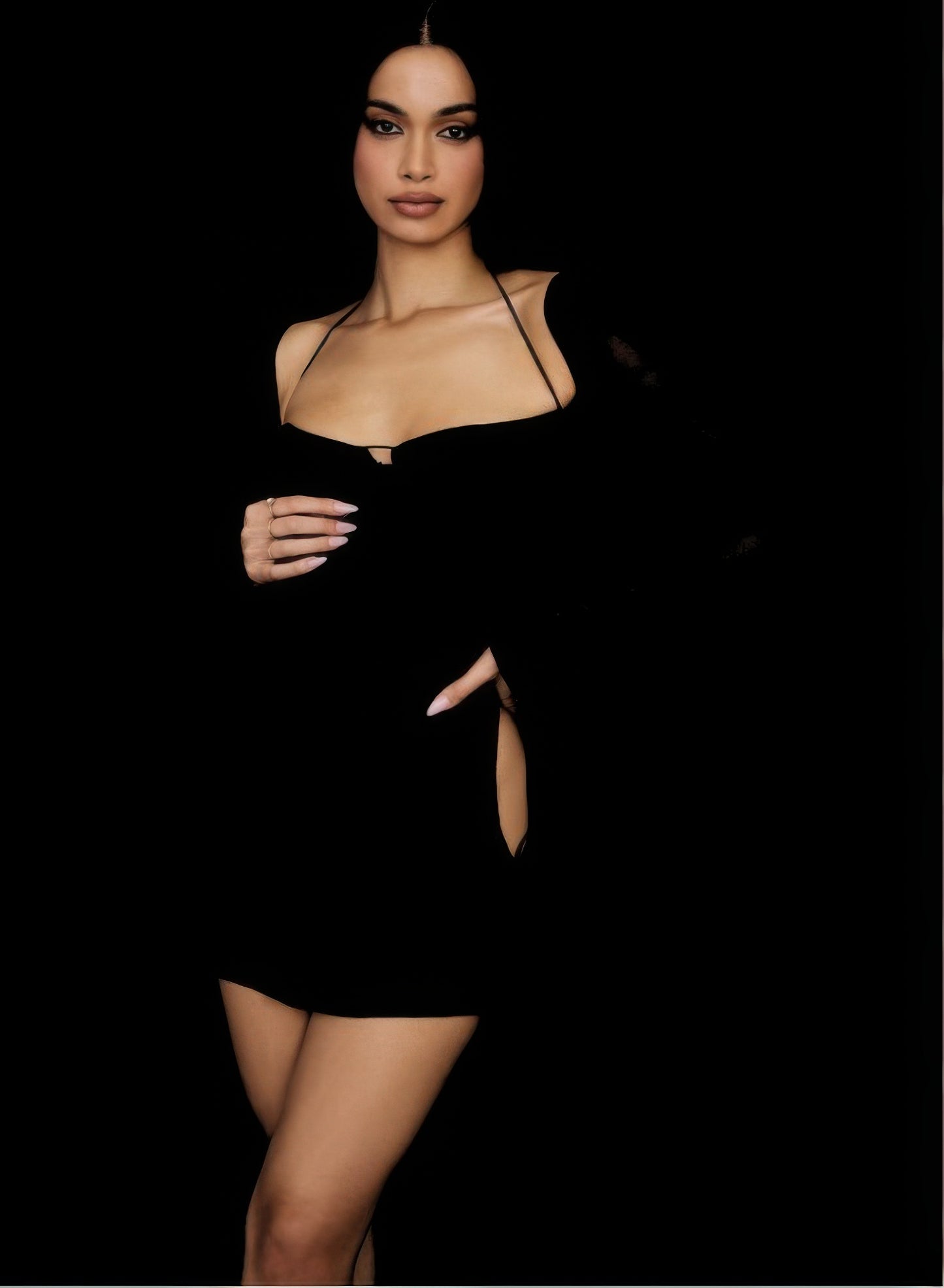 Peek Hole Mini Dress — Black