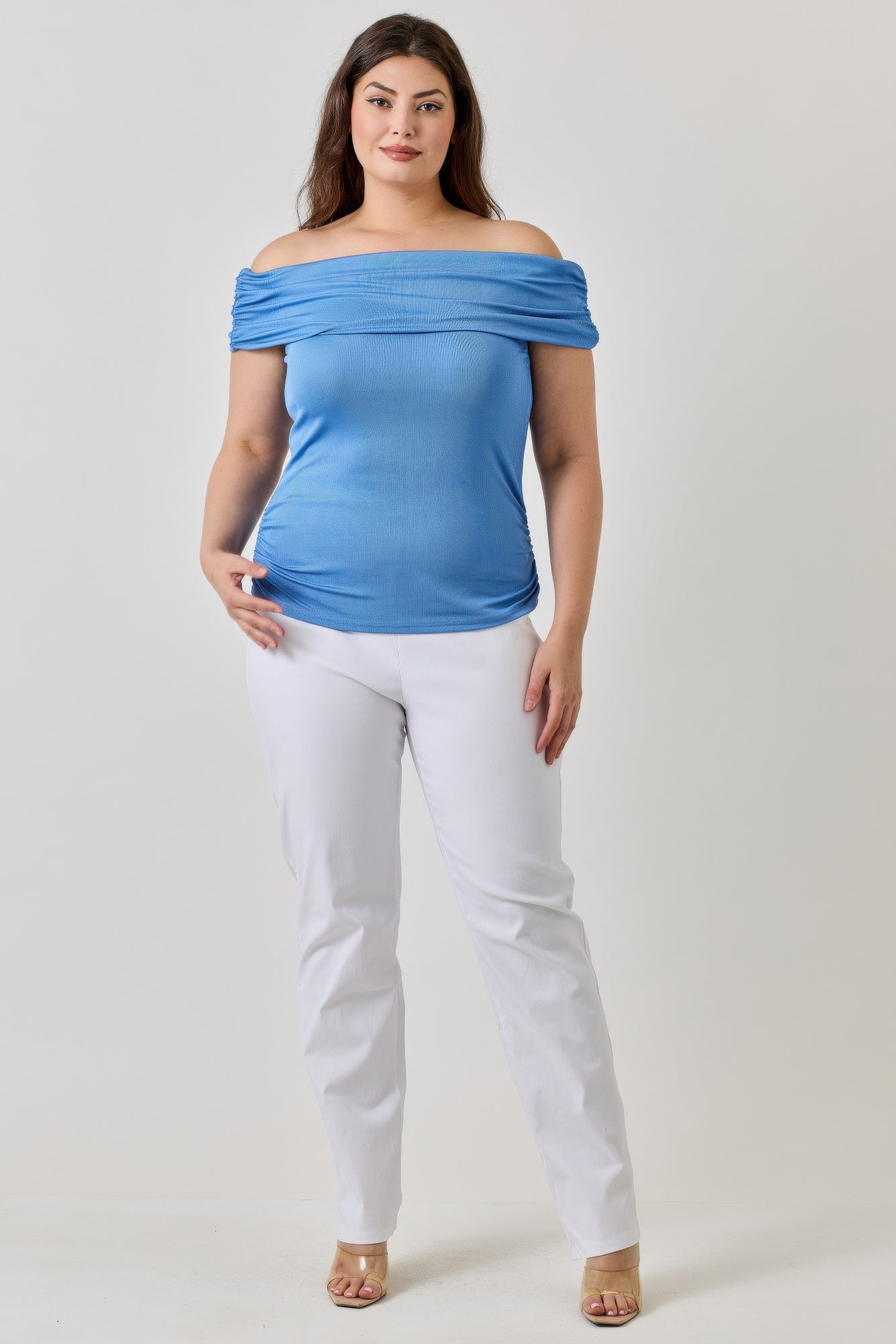 Plus Size Ots 2x1 Knit Rib Top — Denim