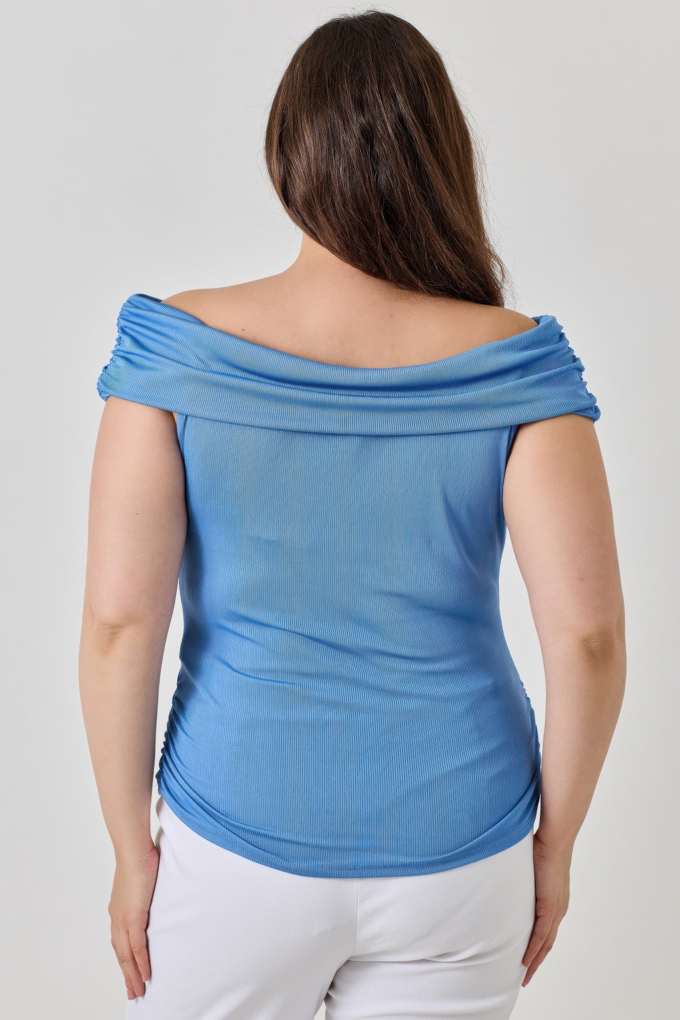 Plus Size Ots 2x1 Knit Rib Top — Denim