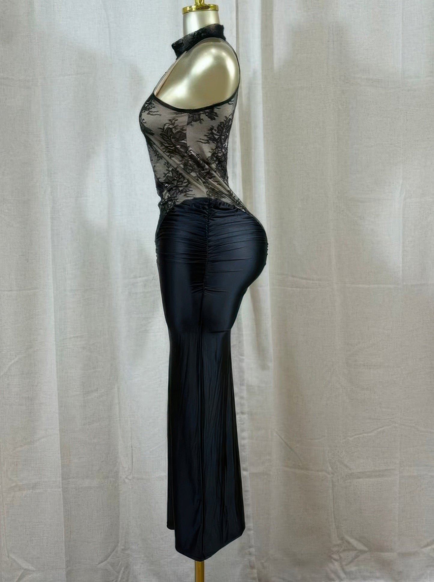 Crimson Lace Hourglass Dress — Black