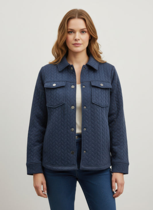 Onque Casual Textured Jacket — Navy blue