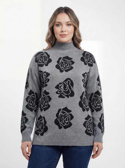 Ninety Floral Sweater — Grey