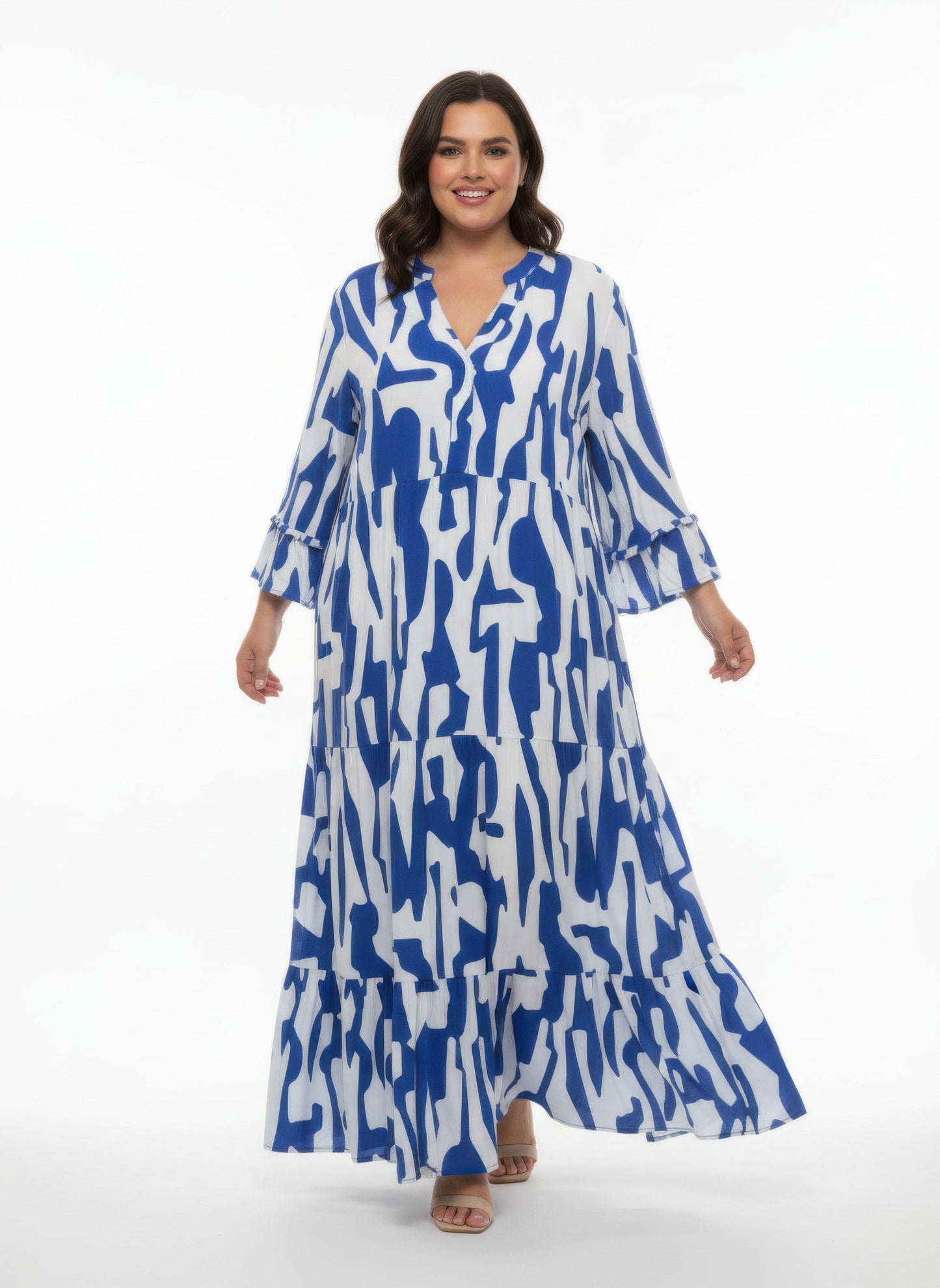 Mlle Gabrielle Plus Size Printed Dress