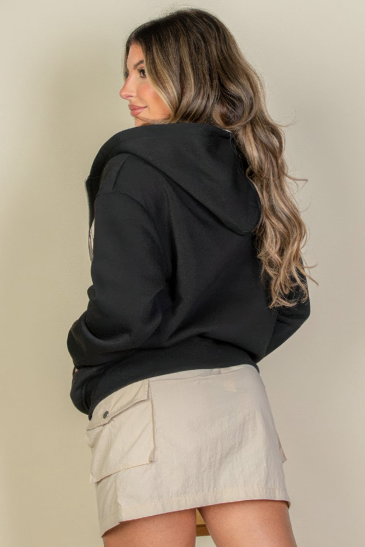 Graphic Drop Shoulder Zipper Up Hoodie — Style 1